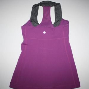Lululemon Size 4 “Me Up” Scoop Neck Mesh Racerback Top Purple Gray Shelf Bra